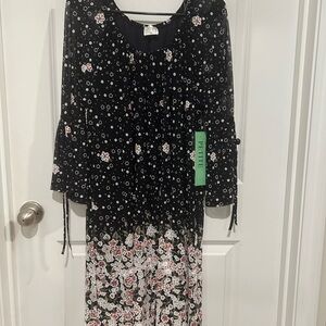 SHEIN Black and White Floral Kids Dress